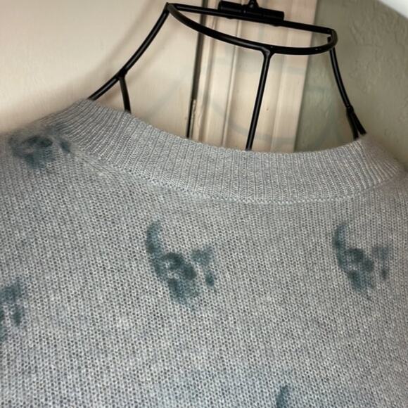 Skull Cashmere Indie Skull Print Sweater Teal S - Picture 3 of 8
